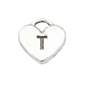 T Letter Heart Charm (Silver)
