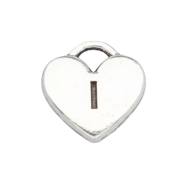 I Letter Heart Charm (Silver)