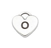 O Letter Heart Charm (Silver)