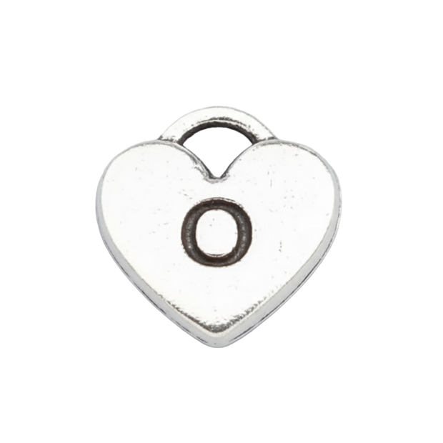 O Letter Heart Charm (Silver)