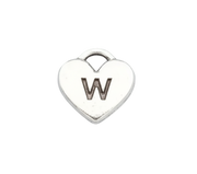 W Letter Heart Charm (Silver)