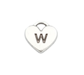 W Letter Heart Charm (Silver)