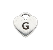 G Letter Heart Charm (Silver)