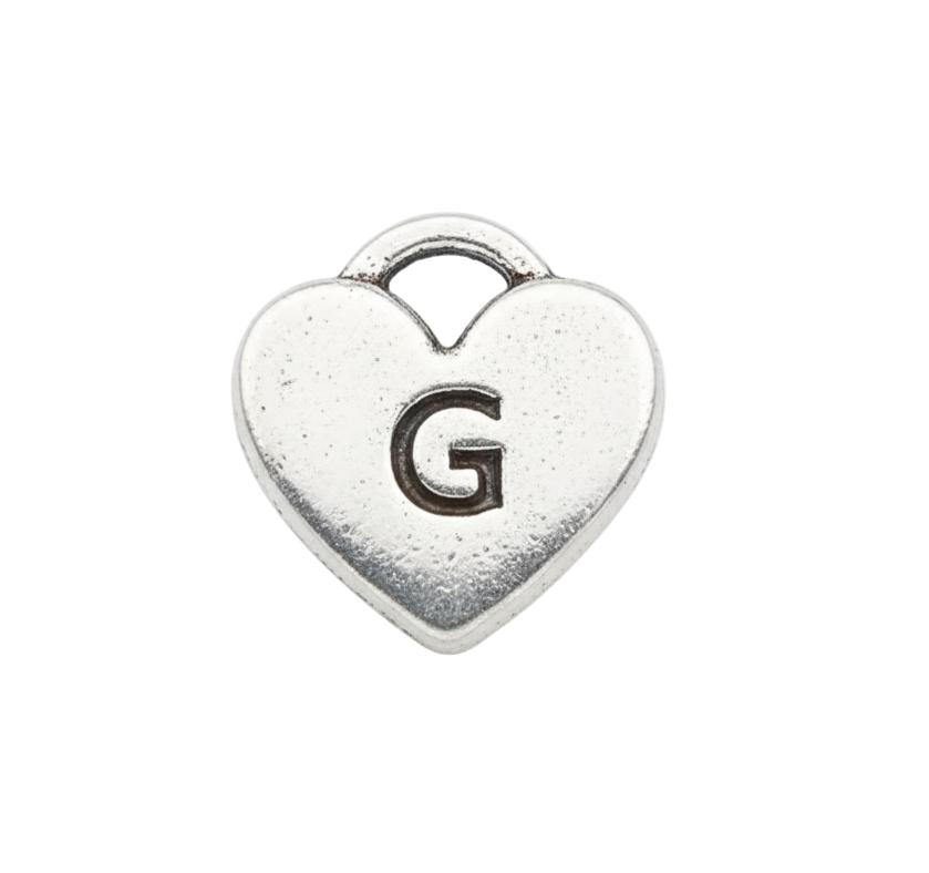 G Letter Heart Charm (Silver)