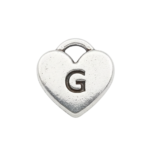G Letter Heart Charm (Silver)