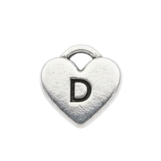 D Letter Heart Charm (Silver)