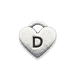 D Letter Heart Charm (Silver)