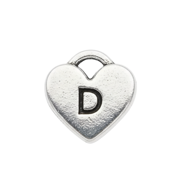 D Letter Heart Charm (Silver)