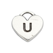 U Letter Heart Charm (Silver)