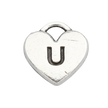 U Letter Heart Charm (Silver)