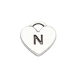 N Letter Heart Charm (Silver)