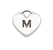 M Letter Heart Charm (Silver)