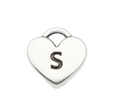 S Letter Heart Charm (Silver)