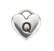 Q Letter Heart Charm (Silver)