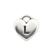 L Letter Heart Charm (Silver)