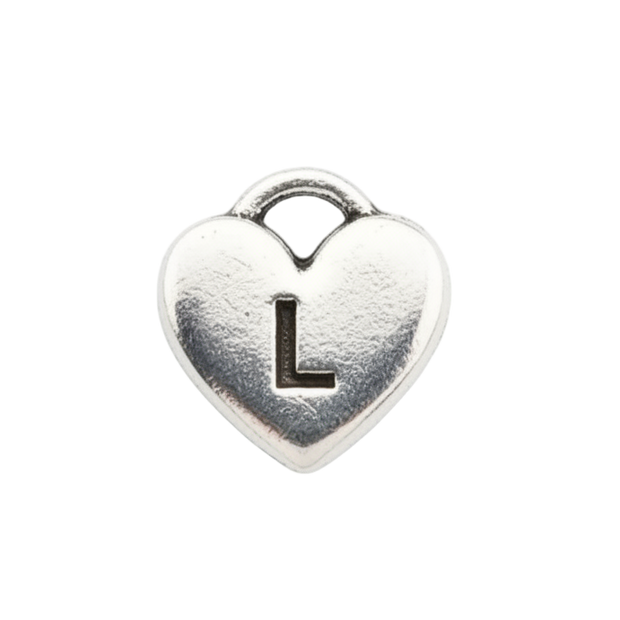 L Letter Heart Charm (Silver)