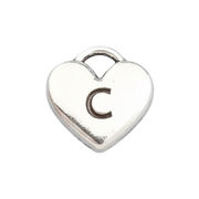 C Letter Heart Charm (Silver)