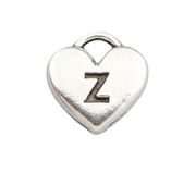 Z Letter Heart Charm (Silver)