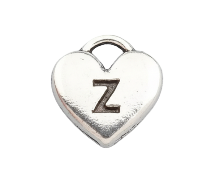 Z Letter Heart Charm (Silver)