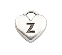 Z Letter Heart Charm (Silver)