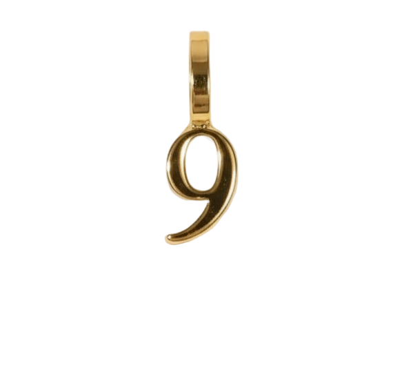 Number 9 Charm (Gold)
