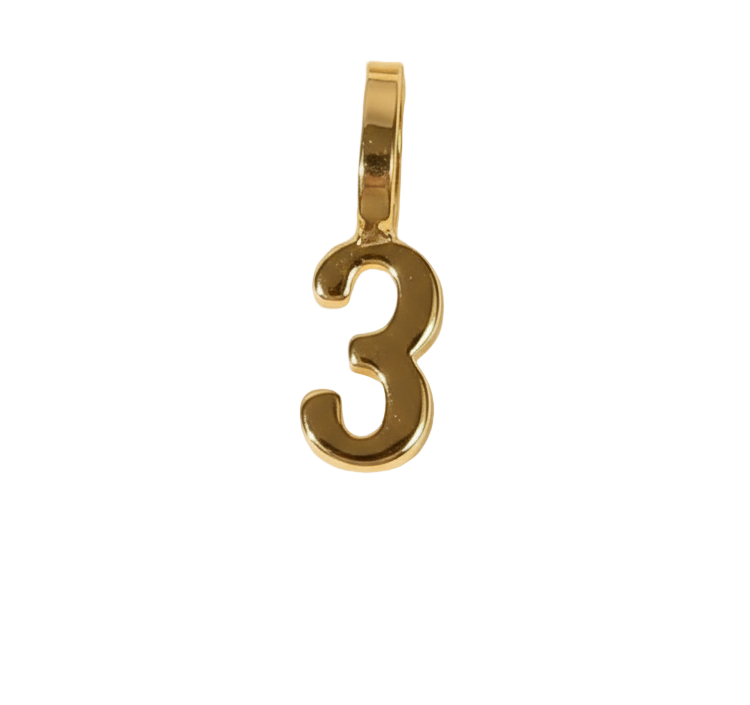 Number 3 Charm (Gold)