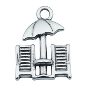 Beach Chairs and Umbrella Charm (Silver)