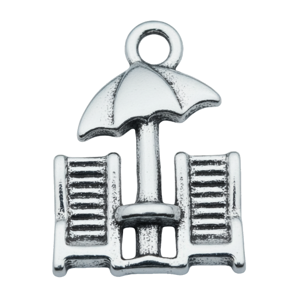 Beach Chairs and Umbrella Charm (Silver)
