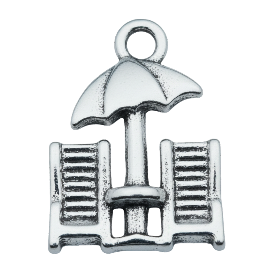 Beach Chairs and Umbrella Charm (Silver)