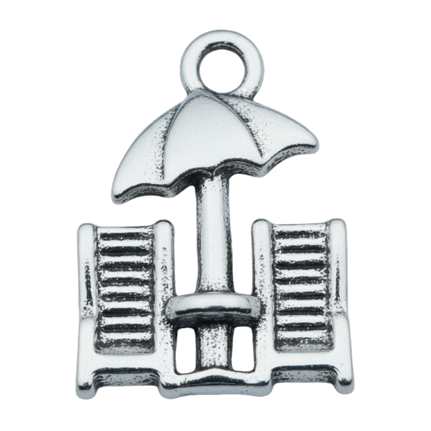 Beach Chairs and Umbrella Charm (Silver)
