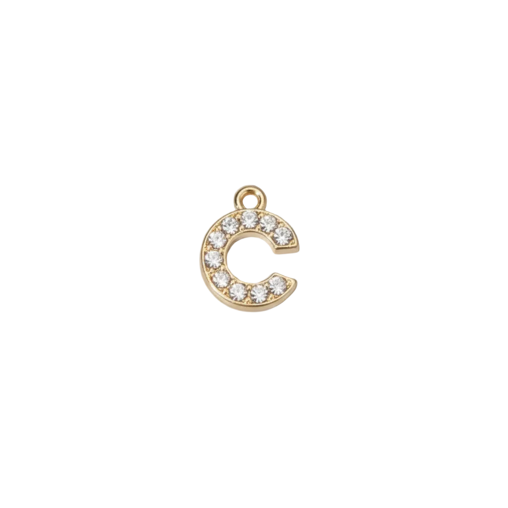 C Letter Charm (Diamonds + Gold)