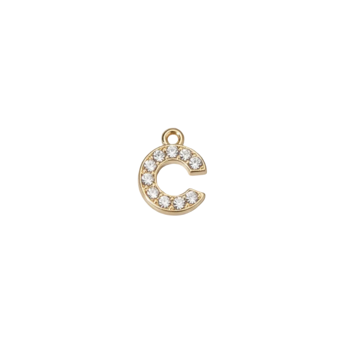 C Letter Charm (Diamonds + Gold)