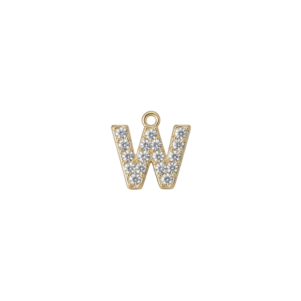 W Letter Charm (Diamonds + Gold)