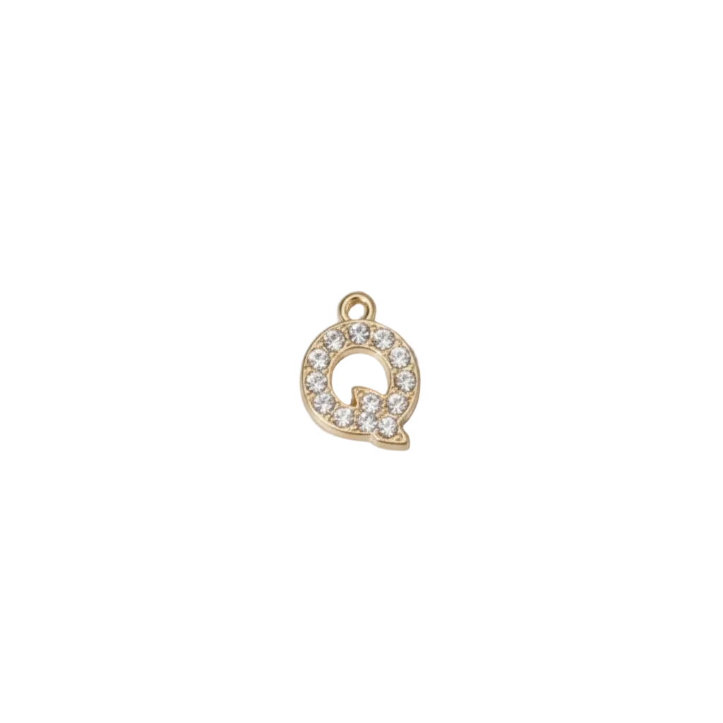 Q Letter Charm (Diamonds + Gold)