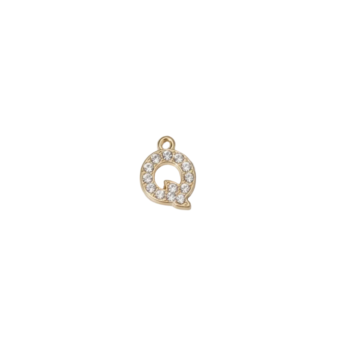 Q Letter Charm (Diamonds + Gold)