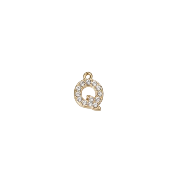 Q Letter Charm (Diamonds + Gold)