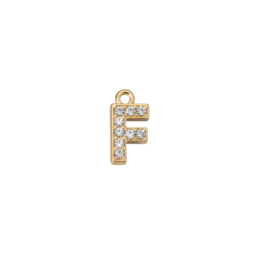 F Letter Charm (Diamonds + Gold)