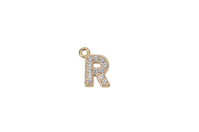 R Letter Charm (Diamonds + Gold)