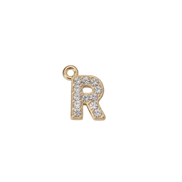 R Letter Charm (Diamonds + Gold)