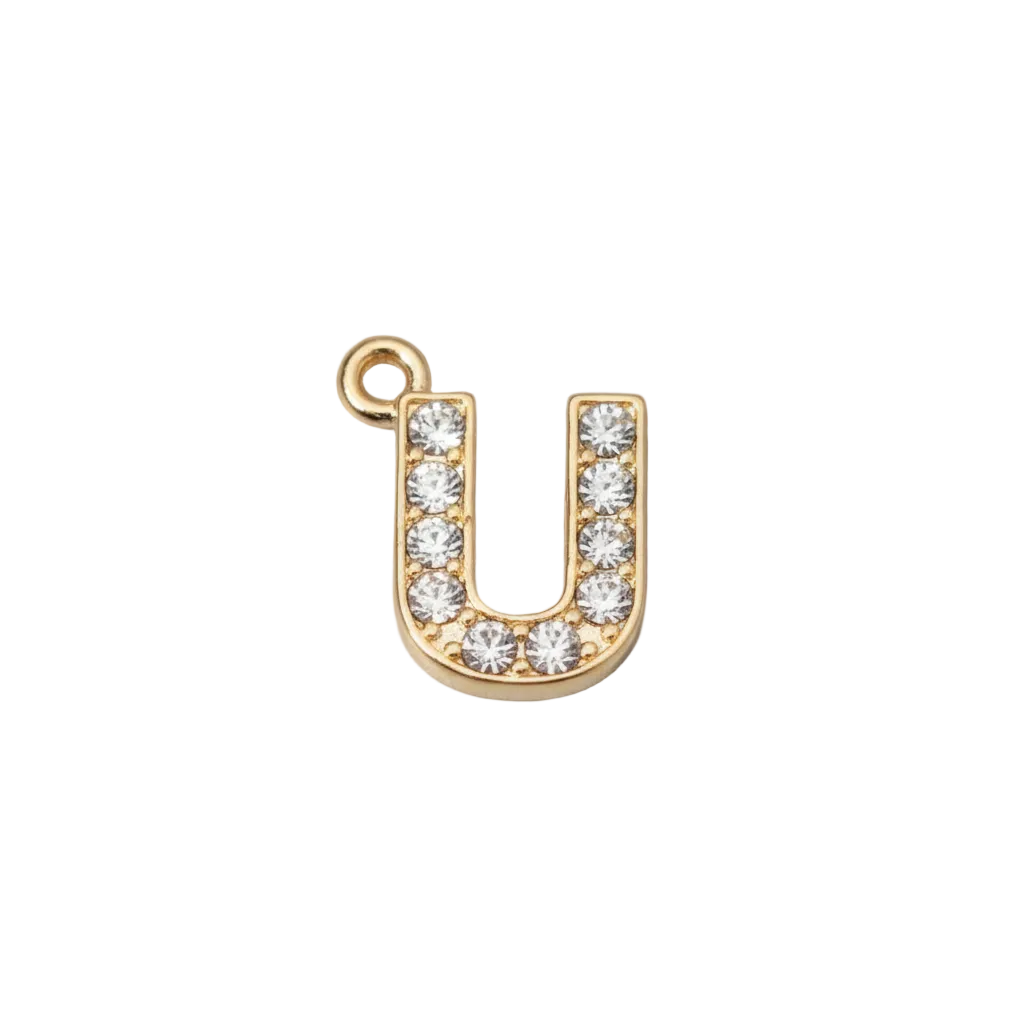 U Letter Charm (Diamonds + Gold)