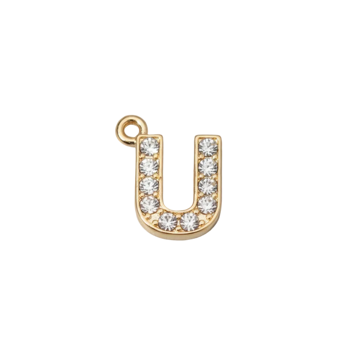 U Letter Charm (Diamonds + Gold)