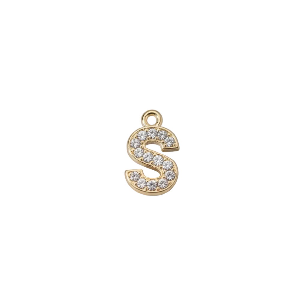 S Letter Charm (Diamonds + Gold)