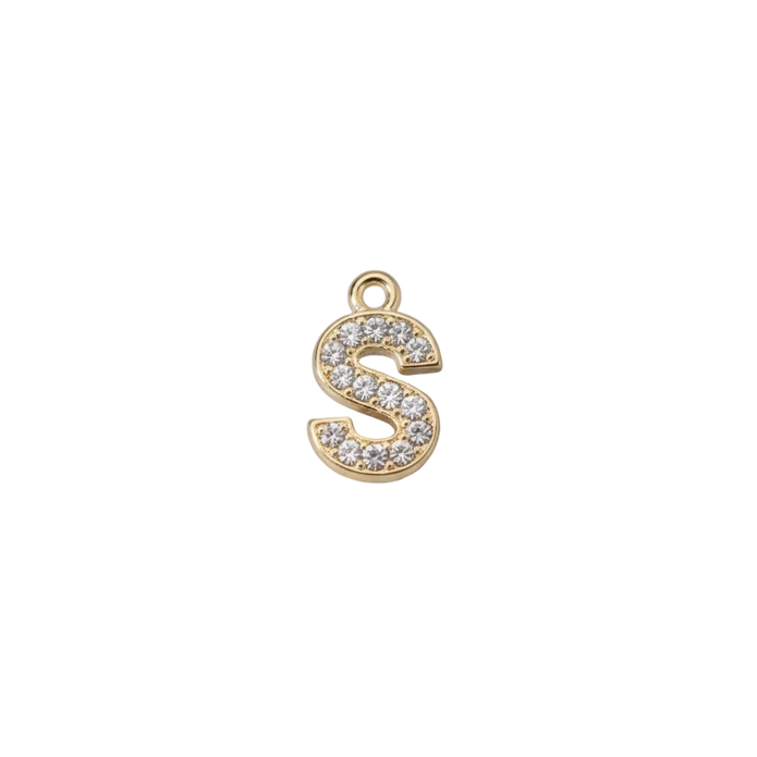 S Letter Charm (Diamonds + Gold)