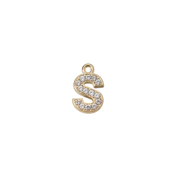 S Letter Charm (Diamonds + Gold)