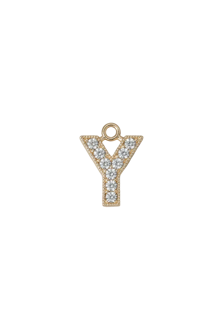 Y Letter Charm (Diamonds + Gold)