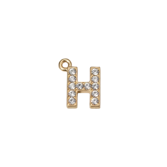 H Letter Charm (Diamonds + Gold)
