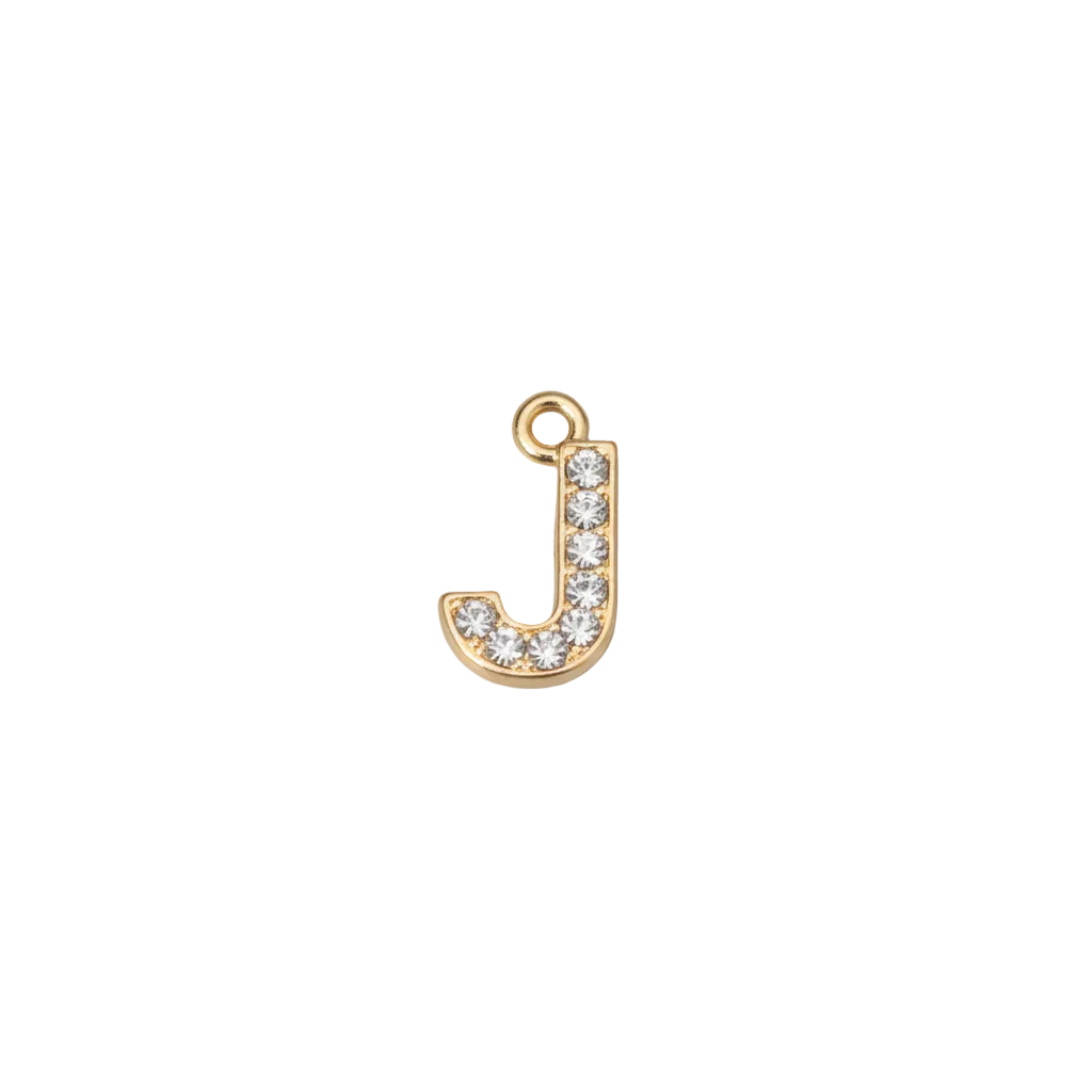 J Letter Charm (Diamonds + Gold)
