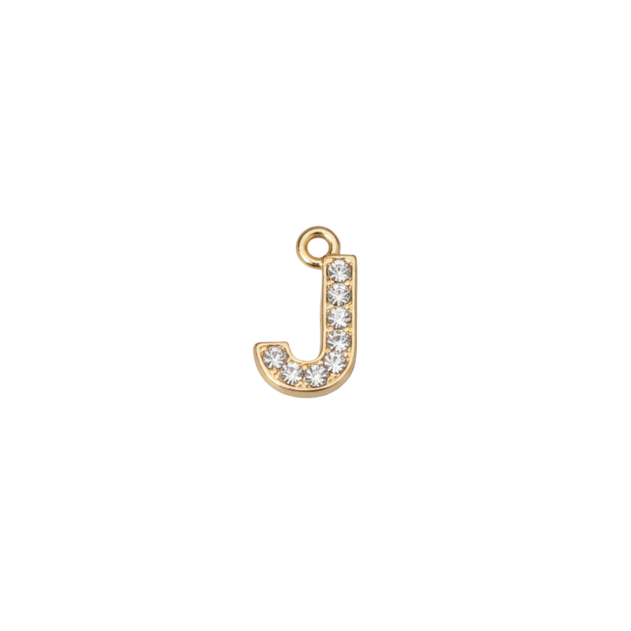 J Letter Charm (Diamonds + Gold)