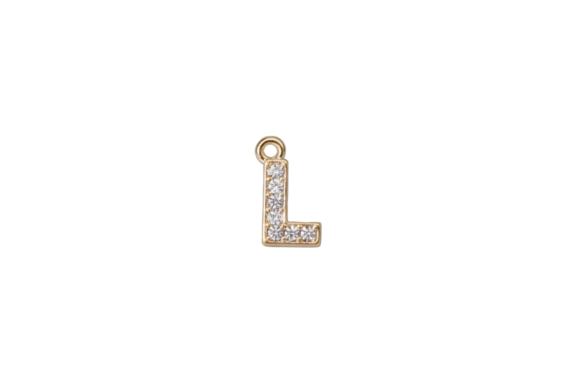 L Letter Charm (Diamonds + Gold)
