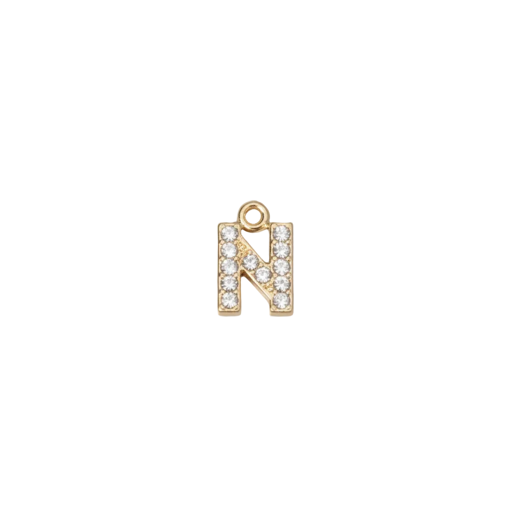 N Letter Charm (Diamonds + Gold)